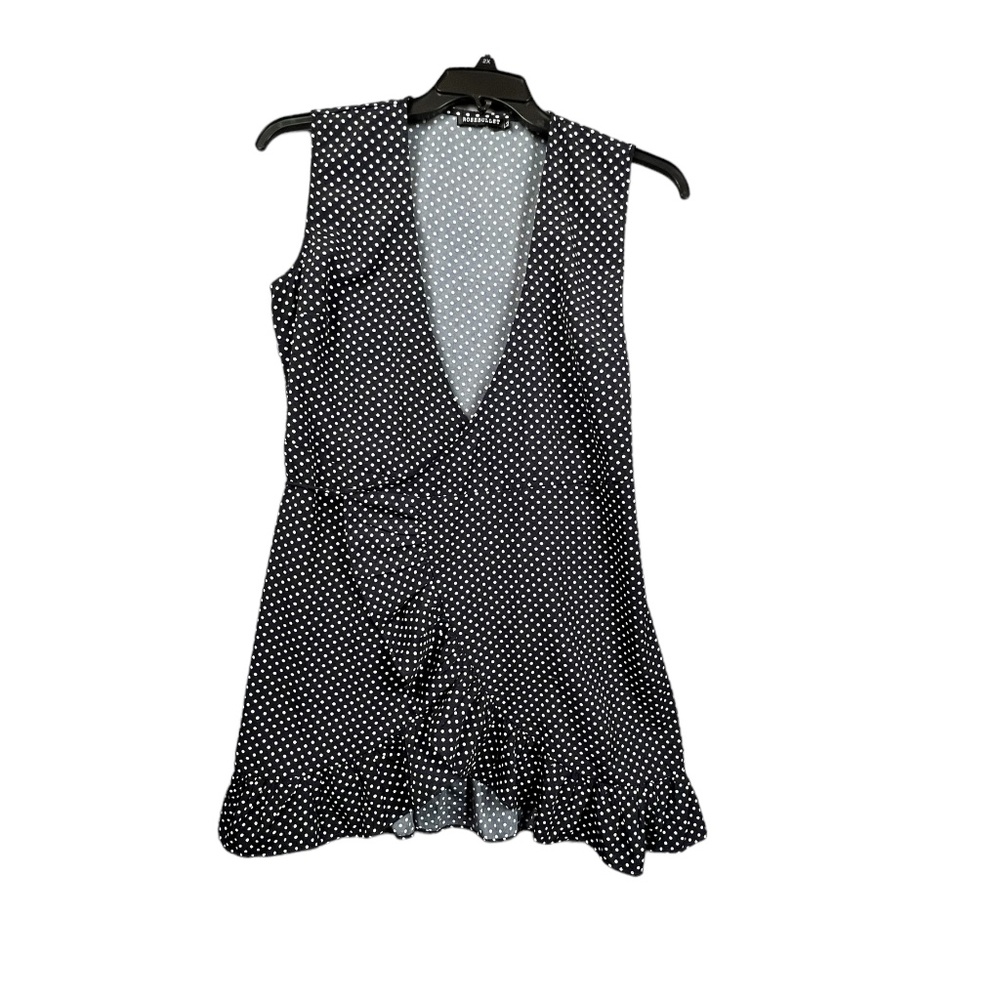 Rosebullet Sz 12 Polka Dot Wrap Sheath Mini Dress Ruffle Spotty Summer Black & W